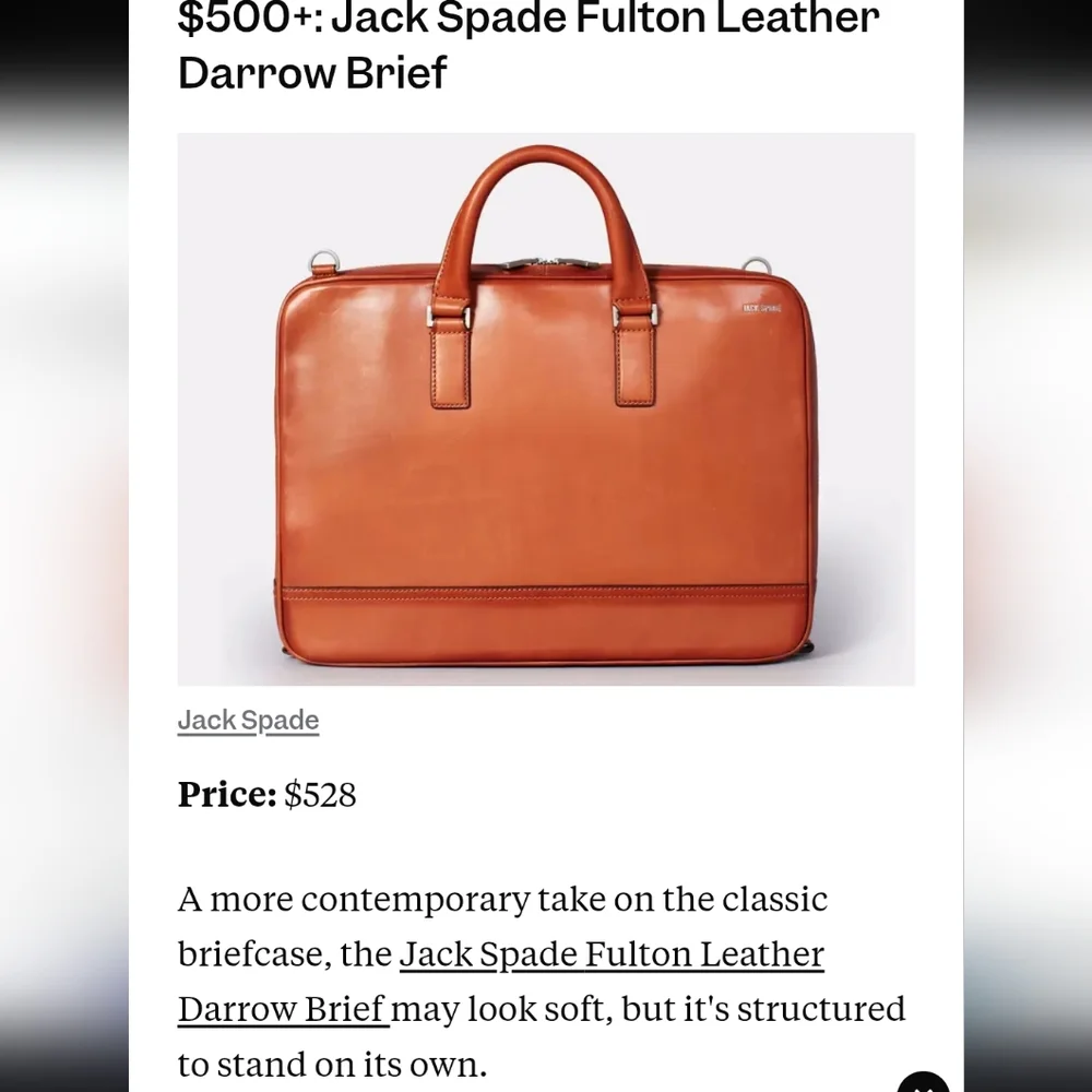 Jack Spade Fulton Leather Darrow Briefcase Laptop Bag